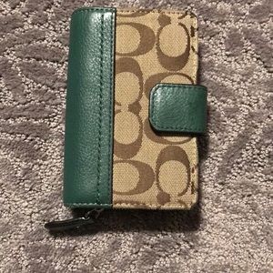 Coach wallet green logo